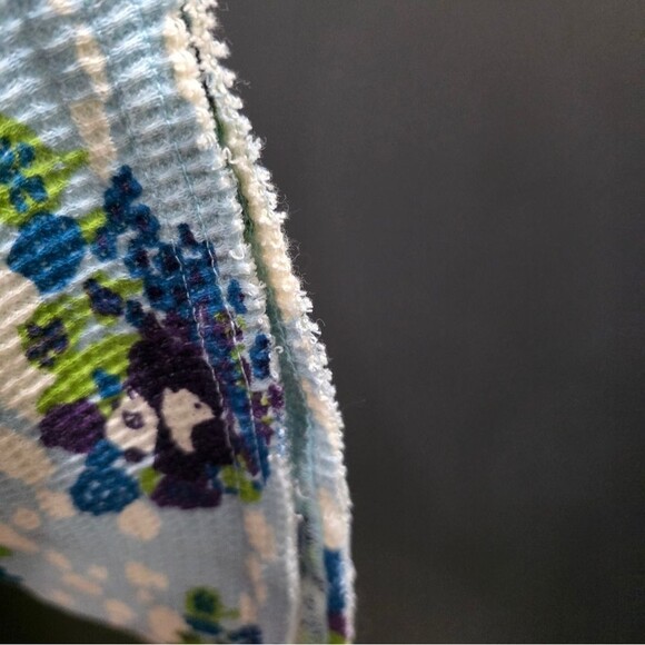 Free People Multi Panda Blue Purple Raw Hem Cotton Thermal Tank Sz M - Picture 3 of 11